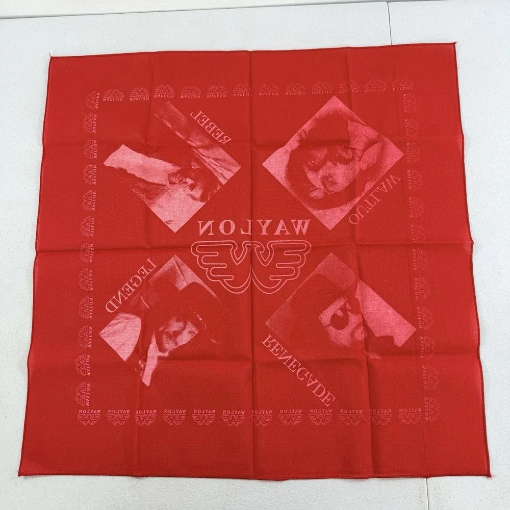 Vintage Waylon Jennings Bandana Rebel Renegade Legend Outlaw Red Country Music
